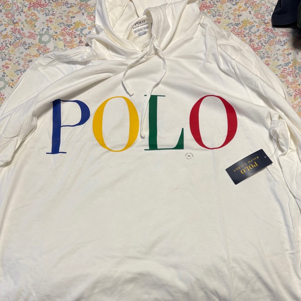 Polo by Ralph Lauren White Hoodie with Multicolor Logo